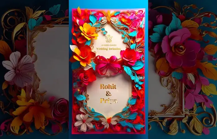 Impressive Design 3D Floral Hindu Wedding E-Invitation Instagram Story